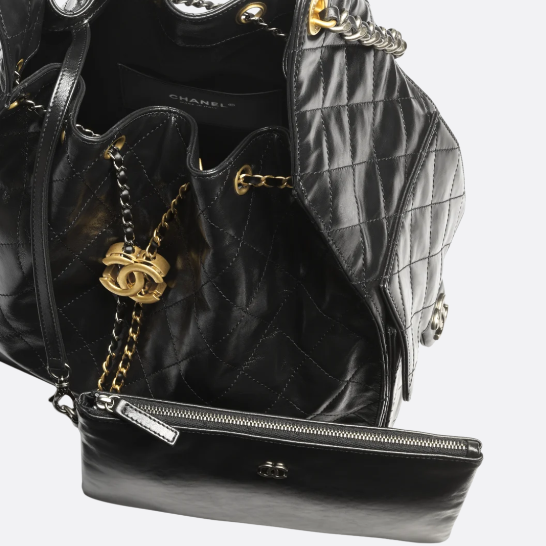 Women's Medium Quilted Leather Drawstring Bucket Bag II