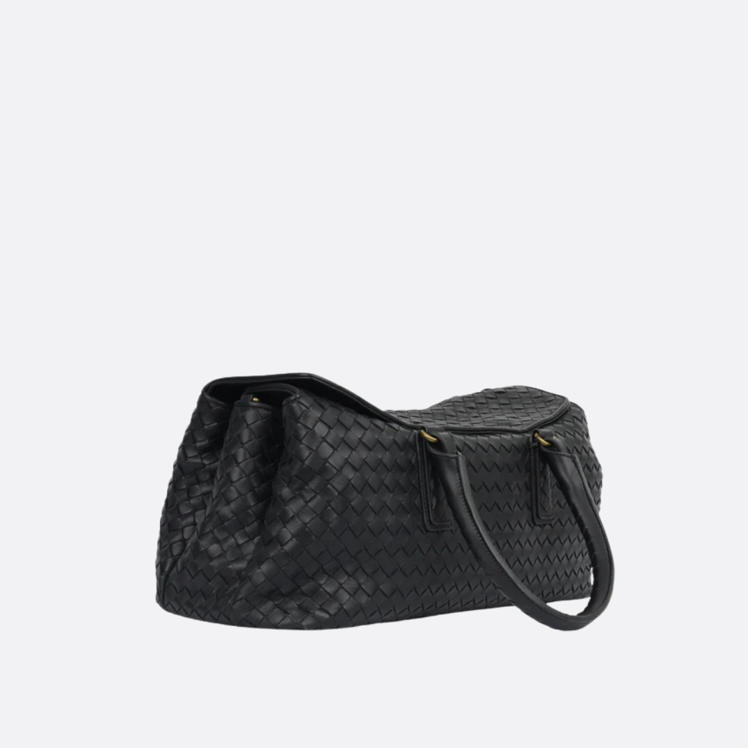 Women's Woven Leather Travel Duffel Bag