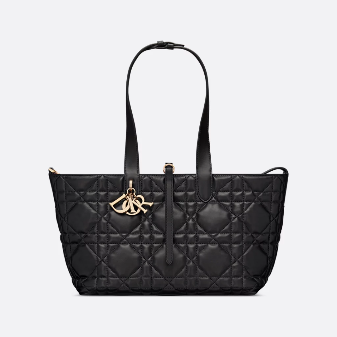 Women's Medium Quilted Leather Tote with Long Straps