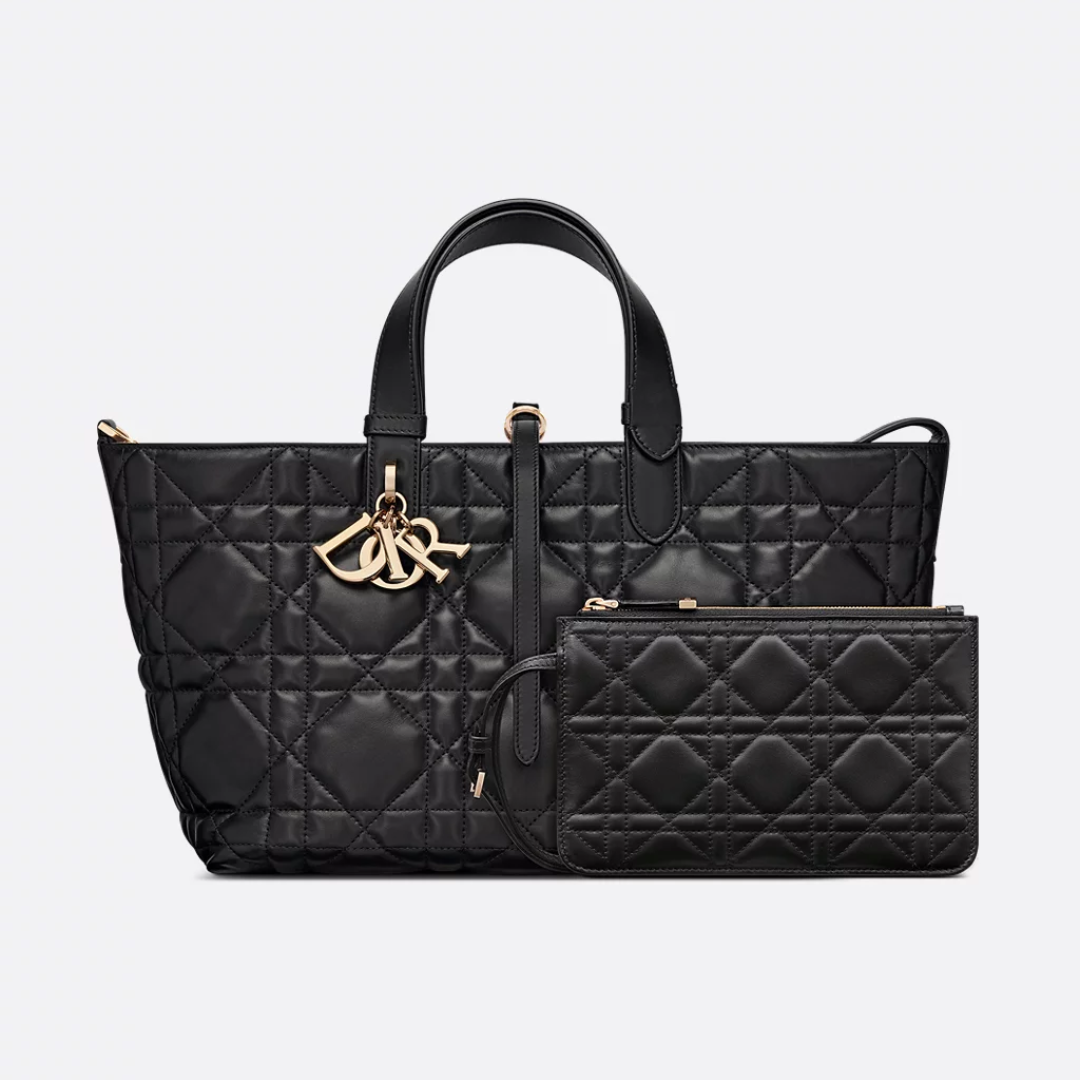 Women's Medium Quilted Leather Tote with Long Straps