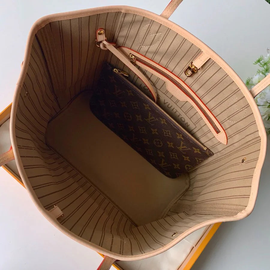 LV Neverfull MM Inside Out Tote Brown