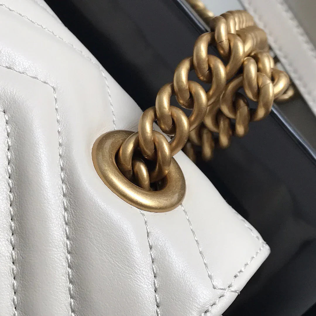GC Marmont Small Matelassé Bag White