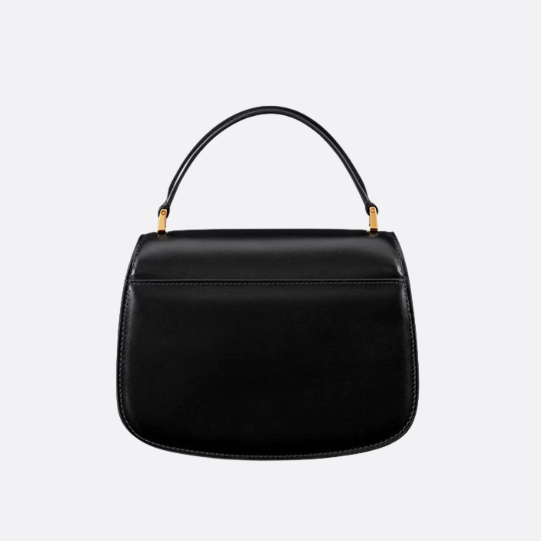 Women's Structured Flap Bag with Top Handle and Gold-Tone Hardware