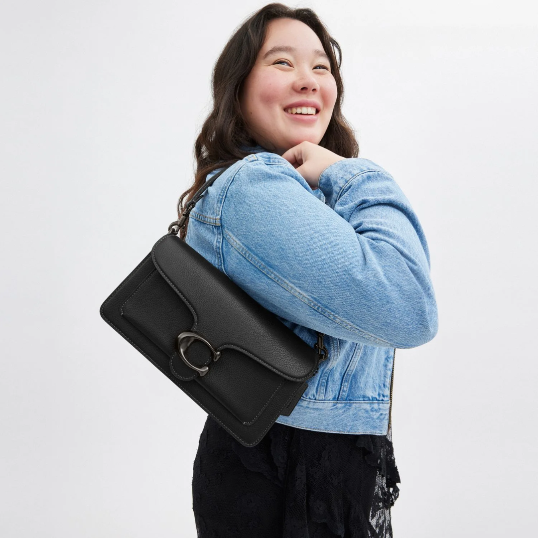 Women's Smooth Leather Curved Flap Shoulder Bag