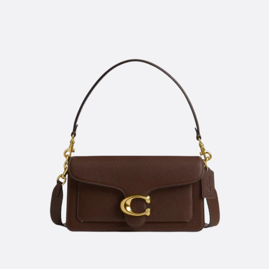 Women's Smooth Leather Curved Flap Shoulder Bag