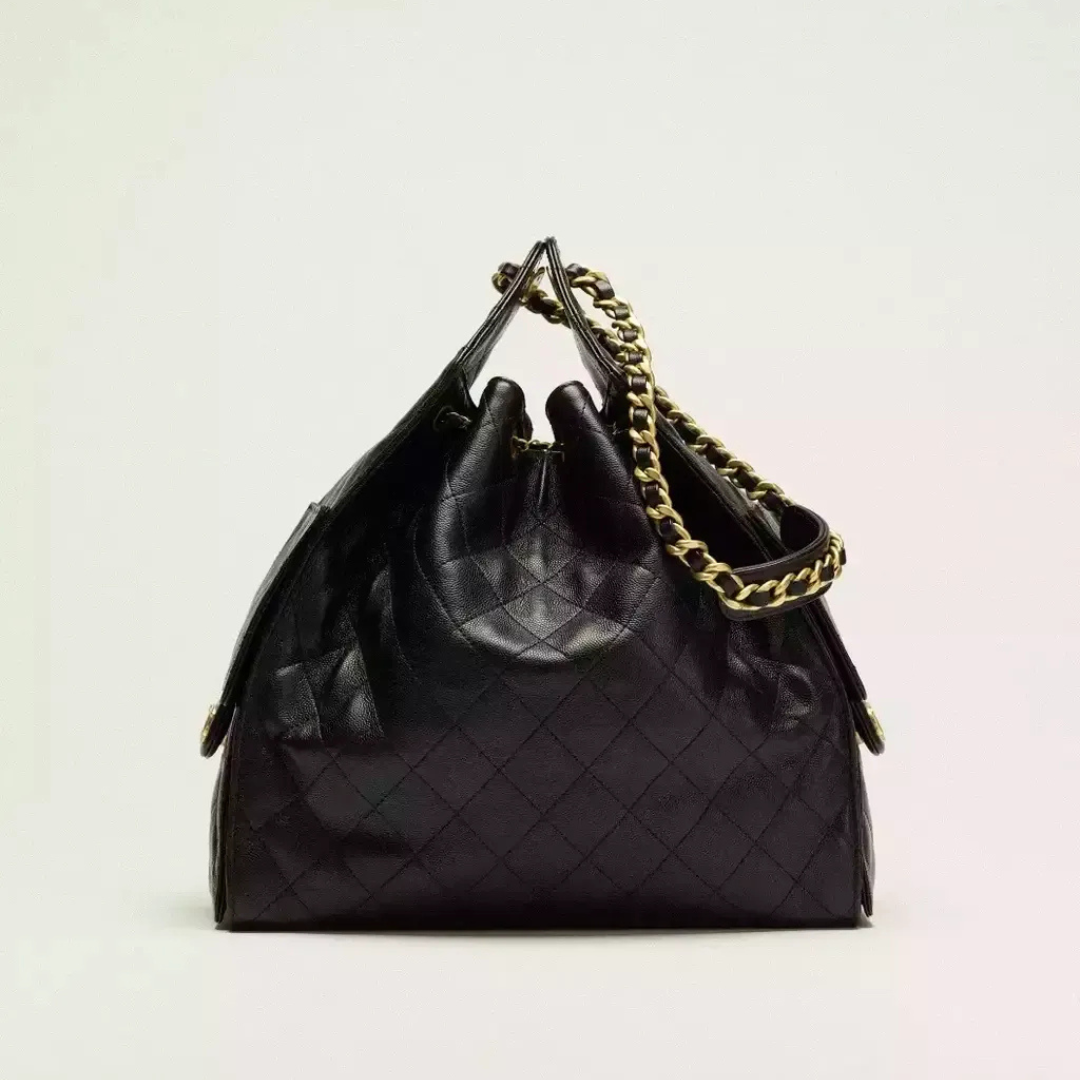 Women's Medium Quilted Leather Drawstring Bucket Bag II