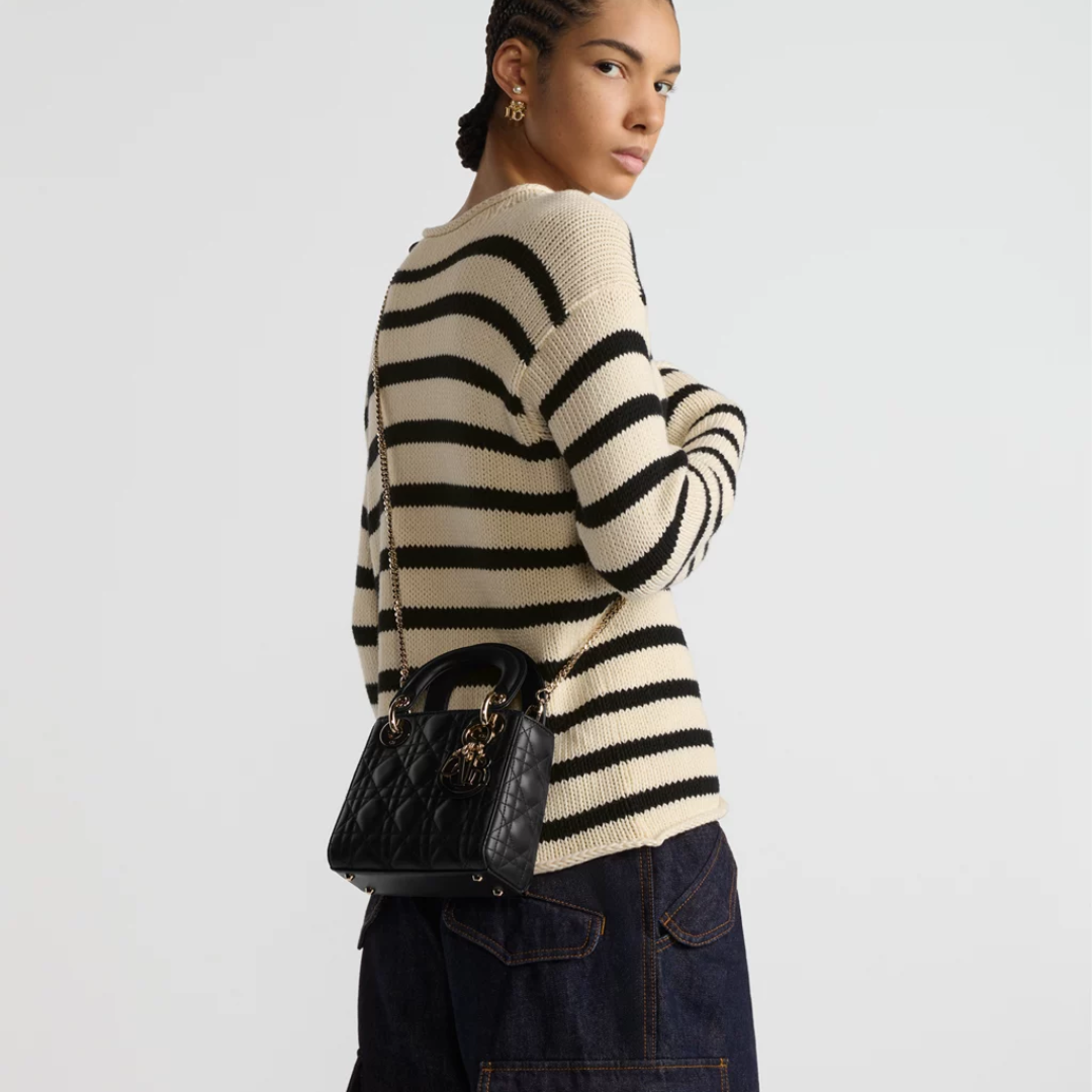 Women's Mini Quilted Leather Top Handle Bag - Black