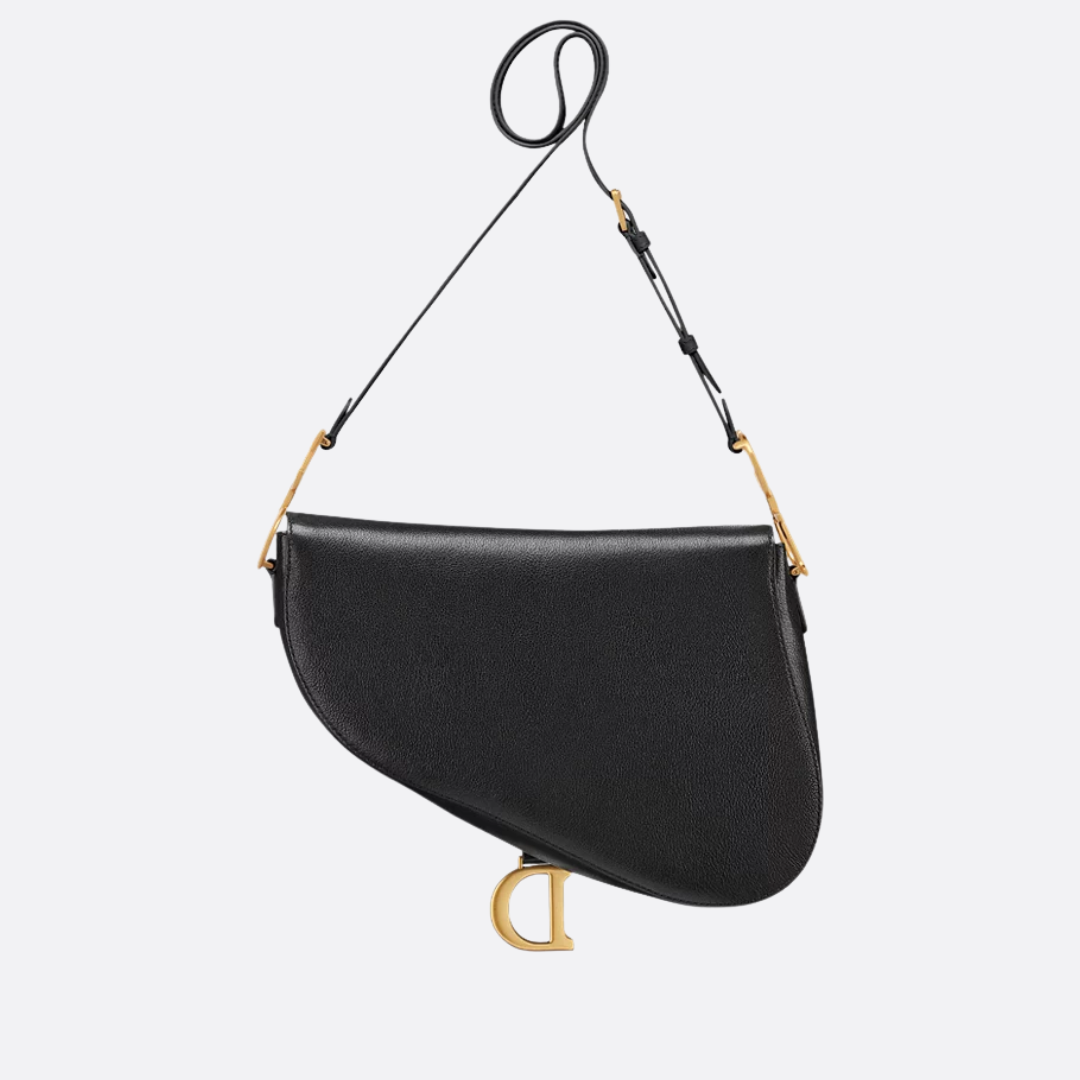 Women's Large Smooth Leather Saddle Bag with Strap
