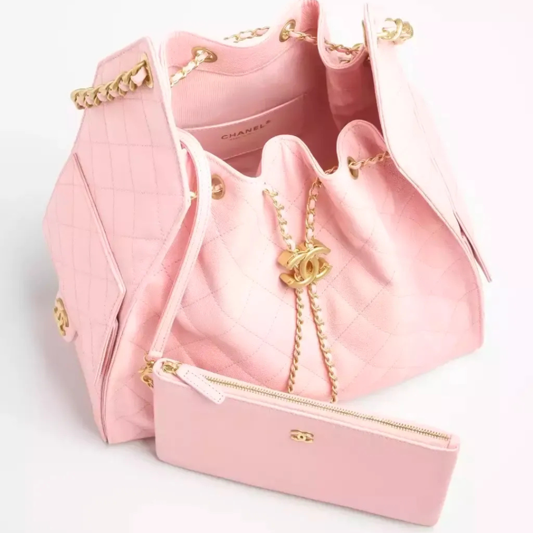 Women's Medium Quilted Leather Drawstring Bucket Bag III