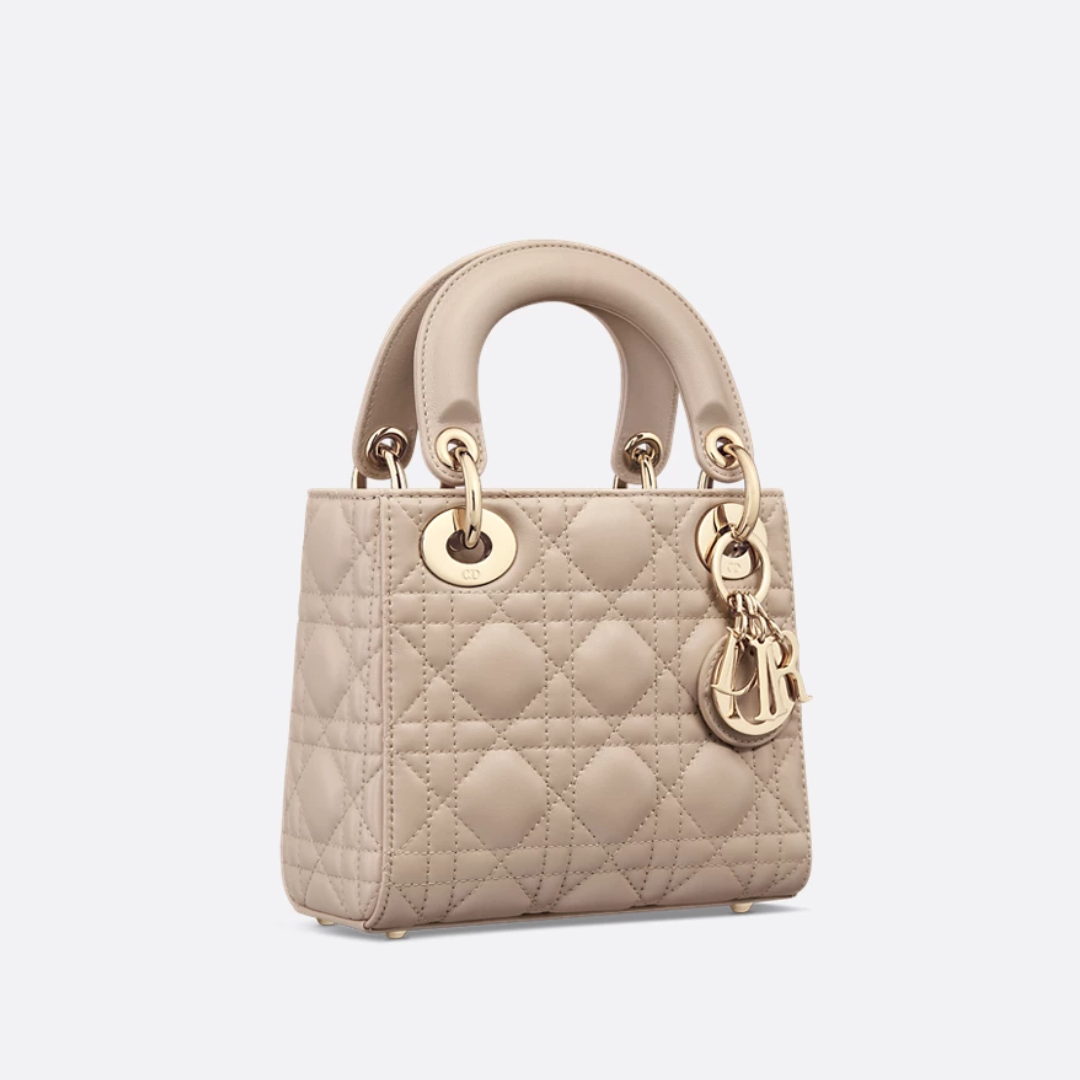 Women's Mini Quilted Leather Top Handle Bag - Cream