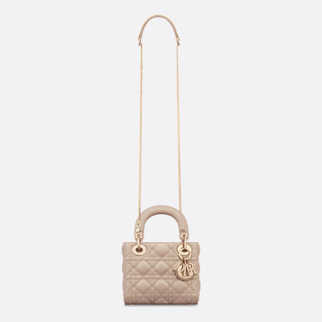 Women's Mini Quilted Leather Top Handle Bag - Cream