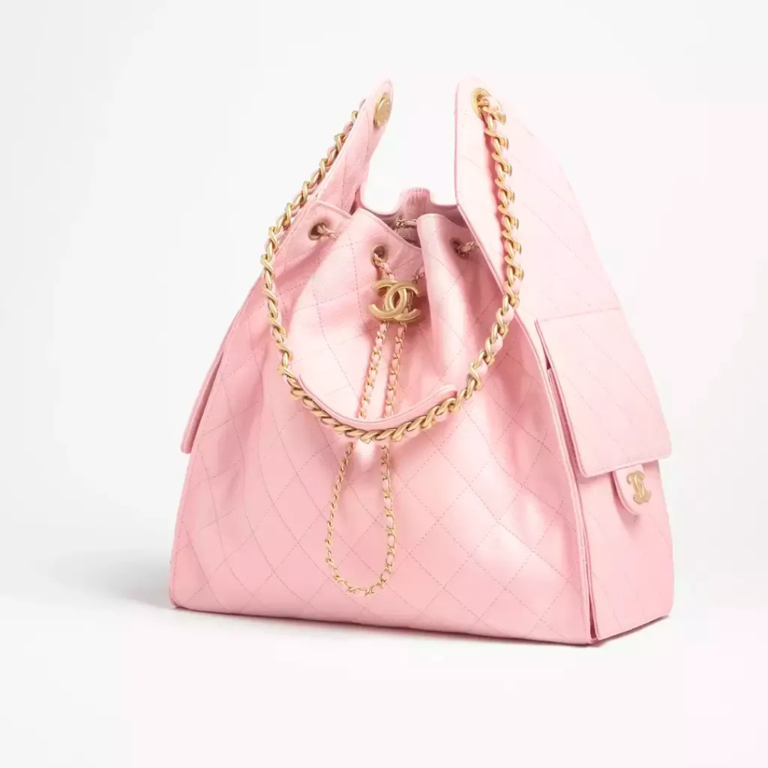 Women's Medium Quilted Leather Drawstring Bucket Bag III