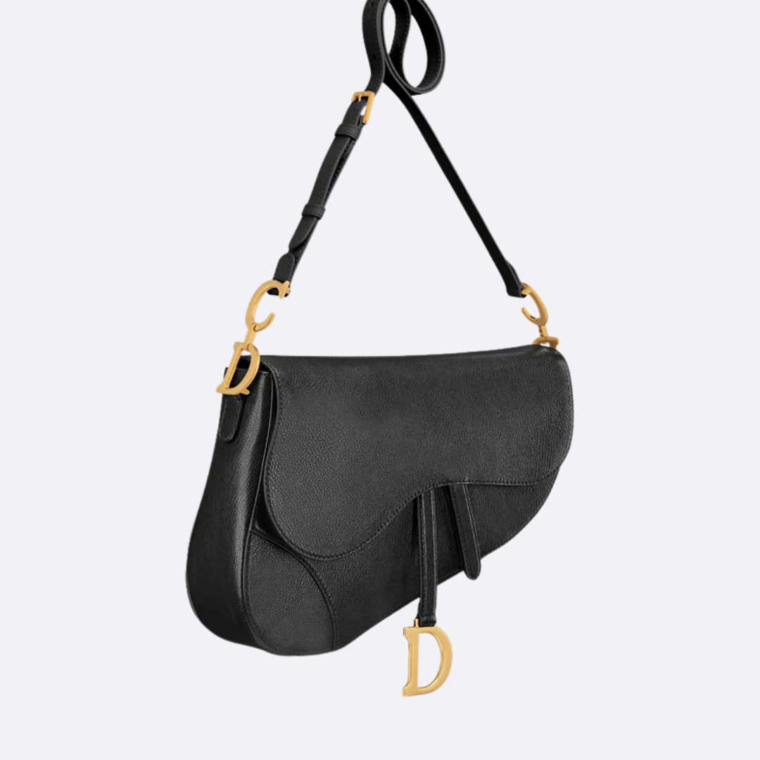 Women's Large Smooth Leather Saddle Bag with Strap