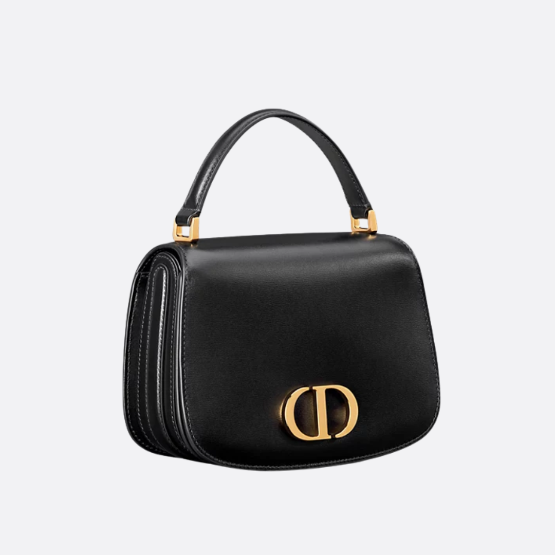 Women's Structured Flap Bag with Top Handle and Gold-Tone Hardware