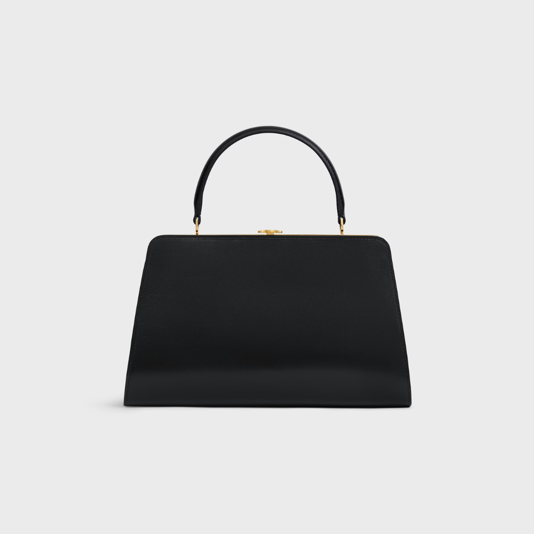 Women's Satin-Finish Leather Trapezoid Top Handle Bag
