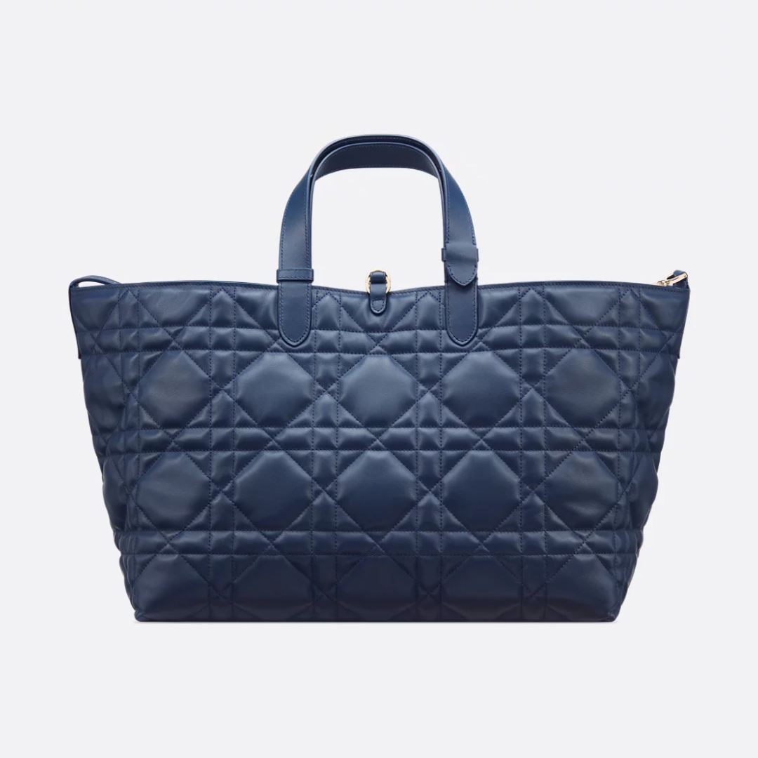 Women's Large Quilted Leather Structured Tote with Pouch