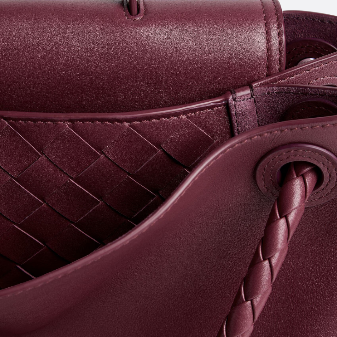 Women's Burgundy Leather Knot-Closure Top Handle Bag
