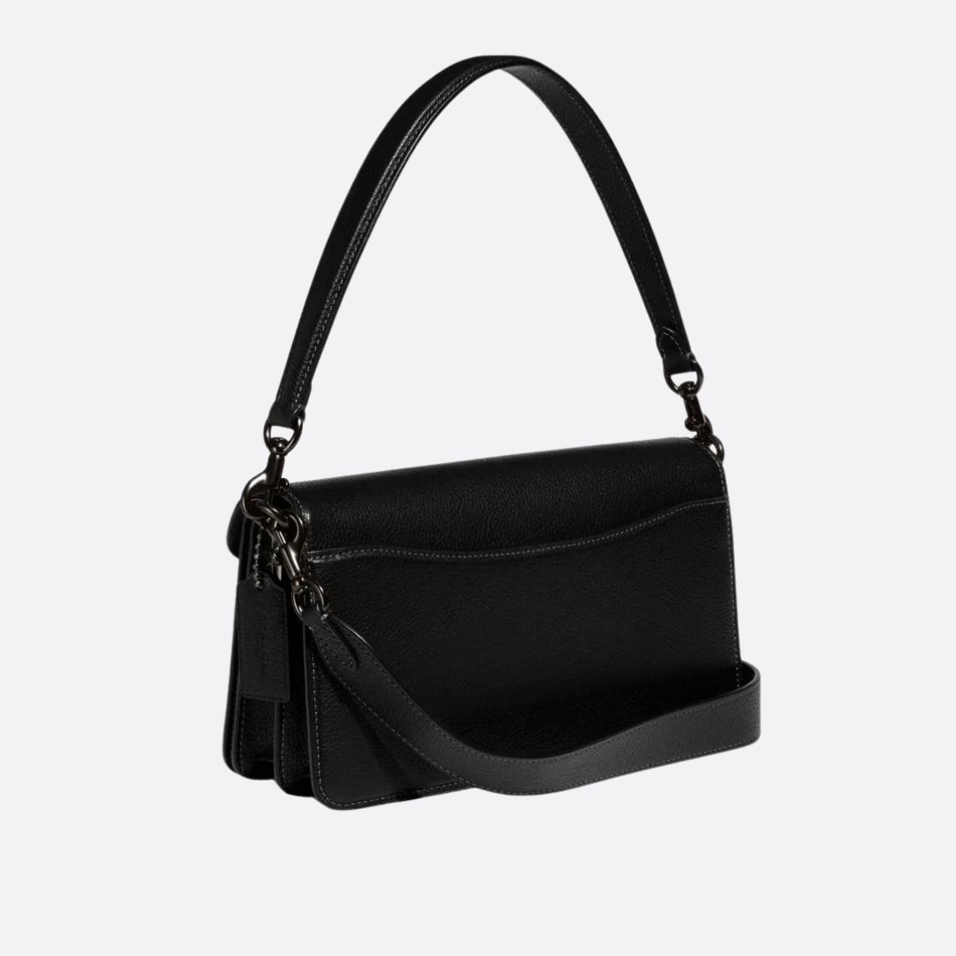 Women's Smooth Leather Curved Flap Shoulder Bag