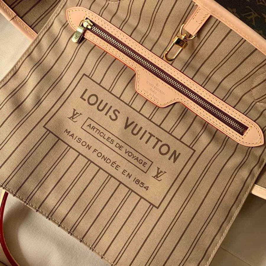LV Neverfull MM Inside Out Tote Brown