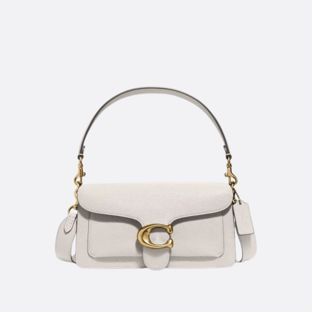Women's Smooth Leather Curved Flap Shoulder Bag
