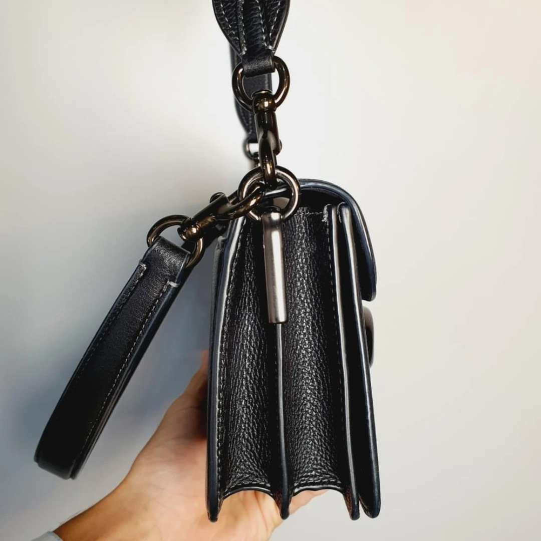 Women's Smooth Leather Curved Flap Shoulder Bag