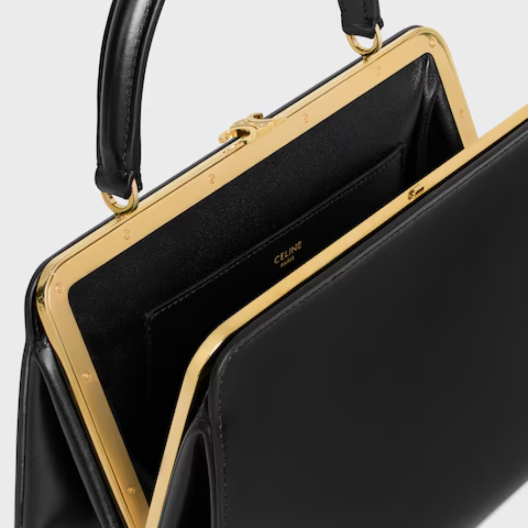 Women's Satin-Finish Leather Trapezoid Top Handle Bag