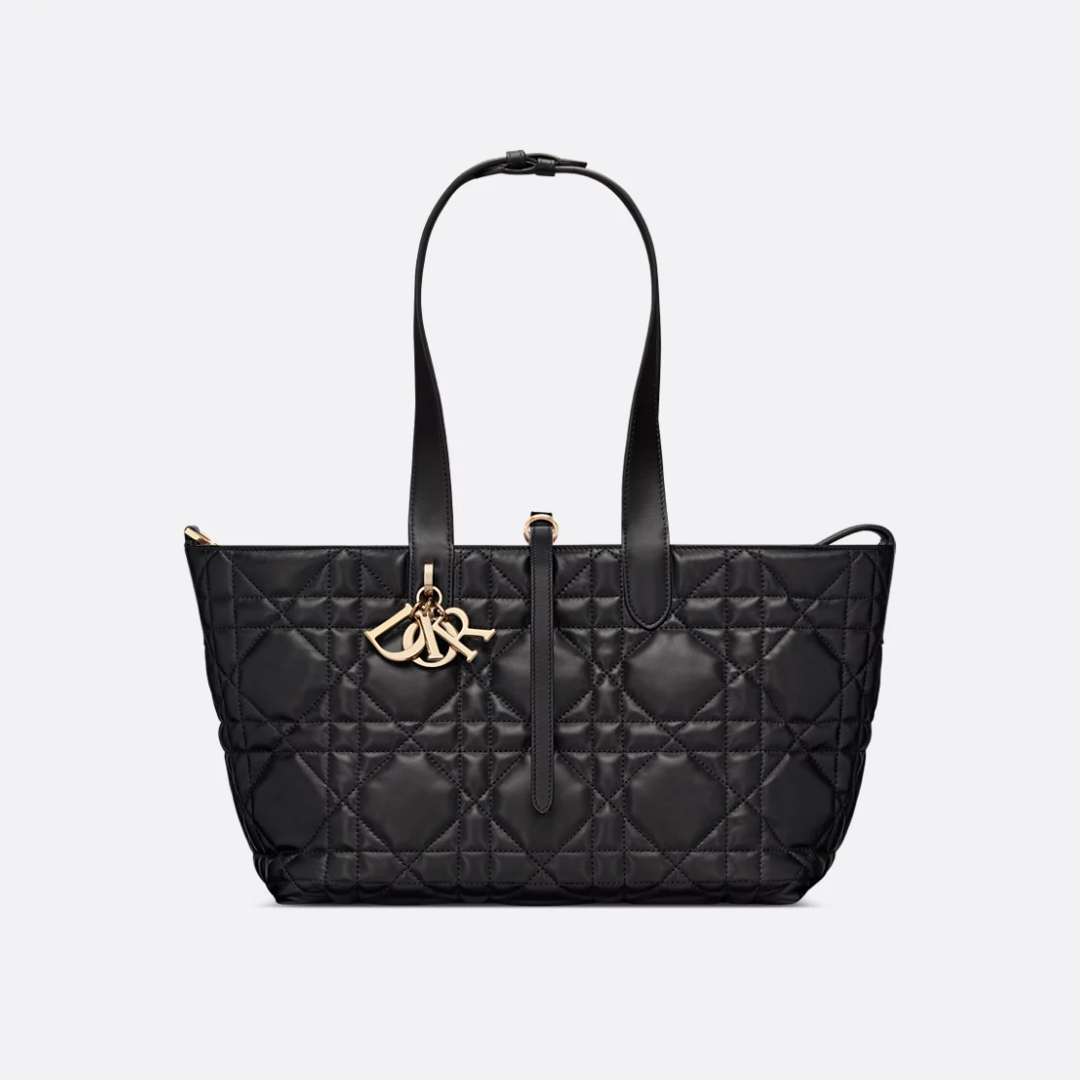 Women's Medium Quilted Leather Tote with Long Straps