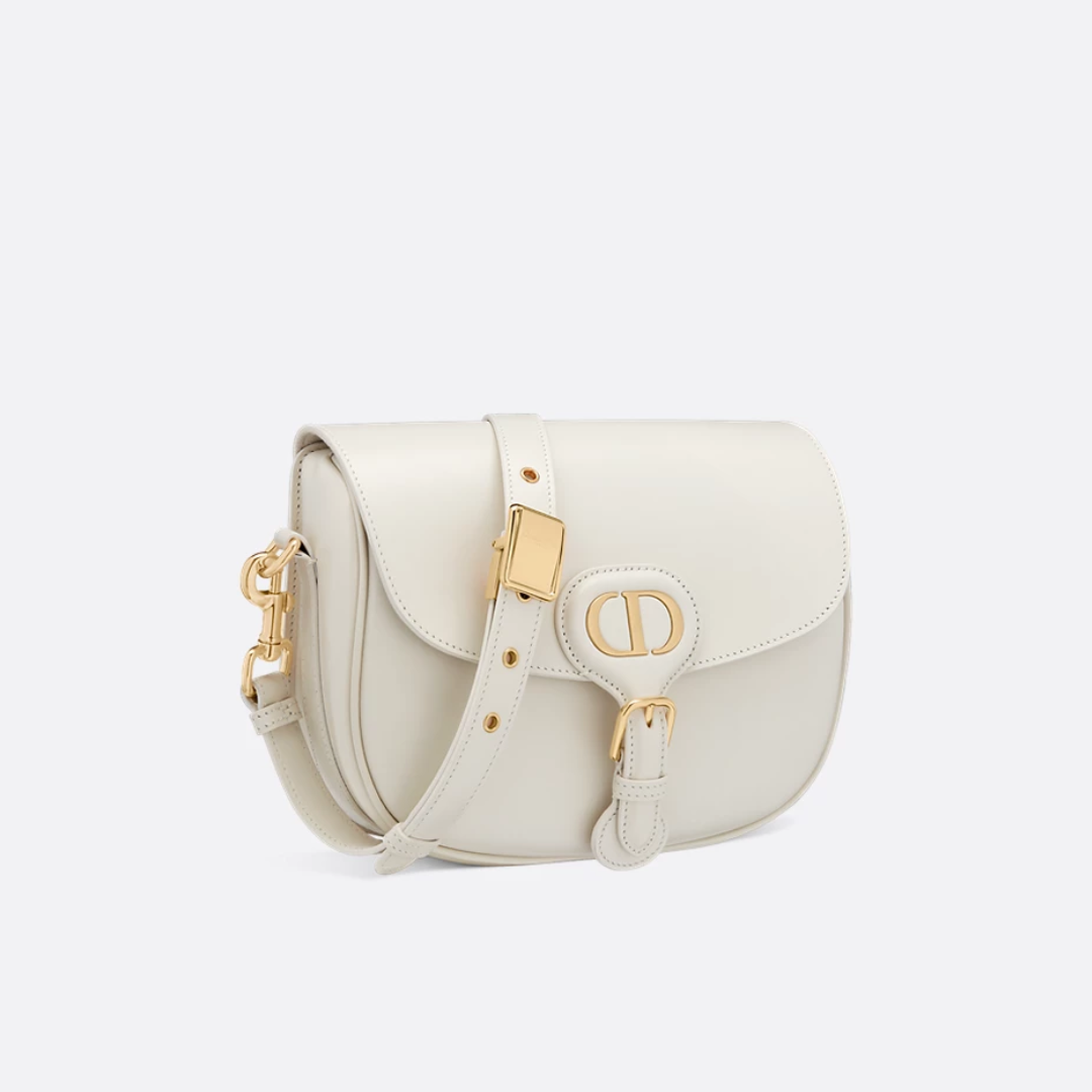 Women's Ivory Leather Rounded Flap Crossbody Bag