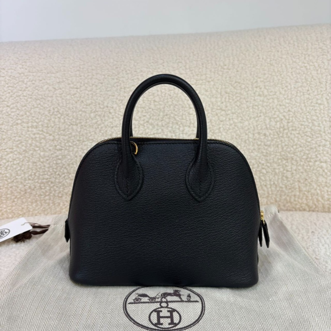 Women's Smooth Leather Dome Bag with Detachable Strap