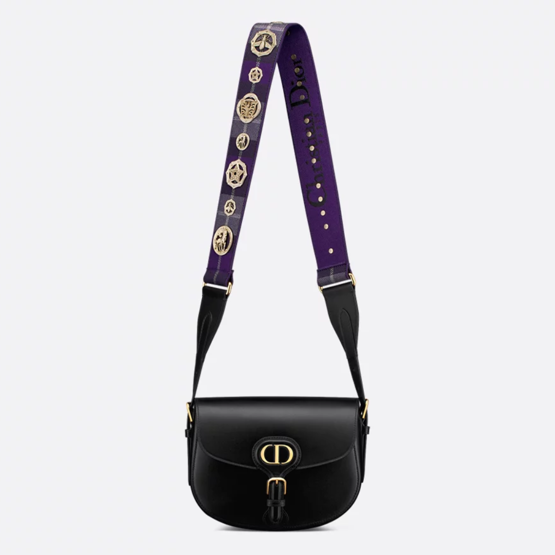 Women's Smooth Leather Flap Crossbody Bag with Guitar Strap