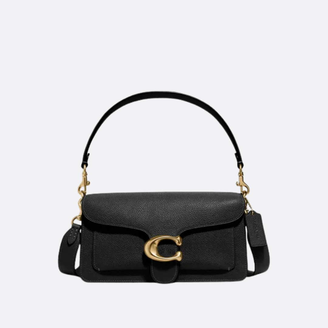 Women's Smooth Leather Curved Flap Shoulder Bag