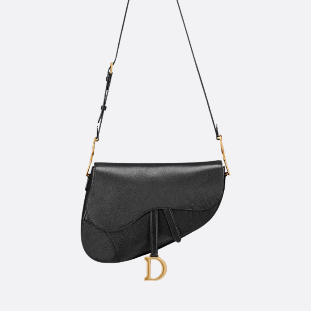 Women's Large Smooth Leather Saddle Bag with Strap