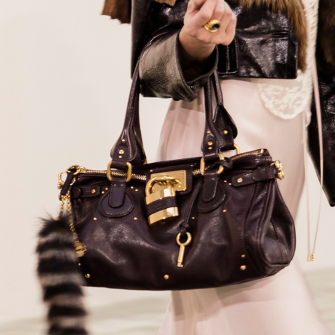 Women's Two-Tone Leather Satchel with Padlock Detail