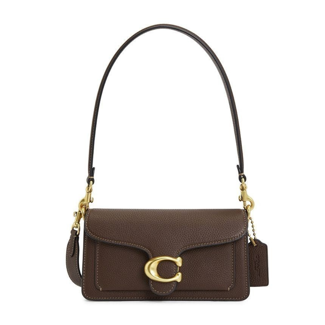Women's Smooth Leather Curved Flap Shoulder Bag