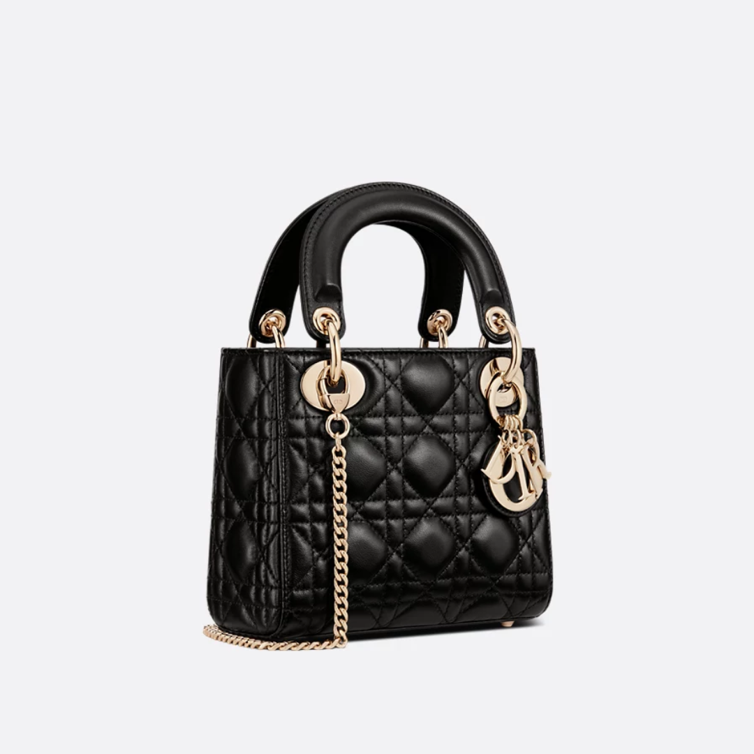 Women's Mini Quilted Leather Top Handle Bag - Black
