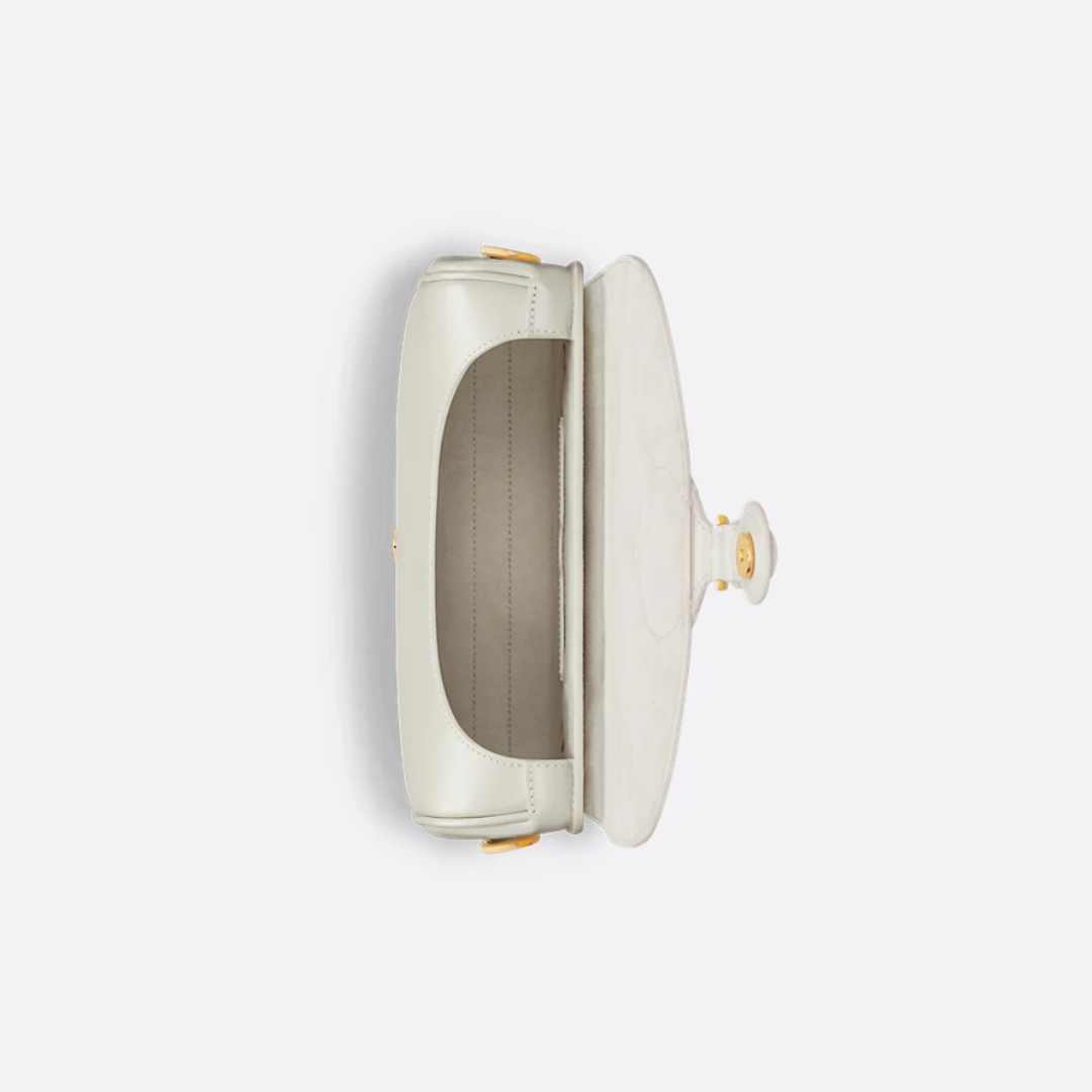 Women's Ivory Leather Rounded Flap Crossbody Bag