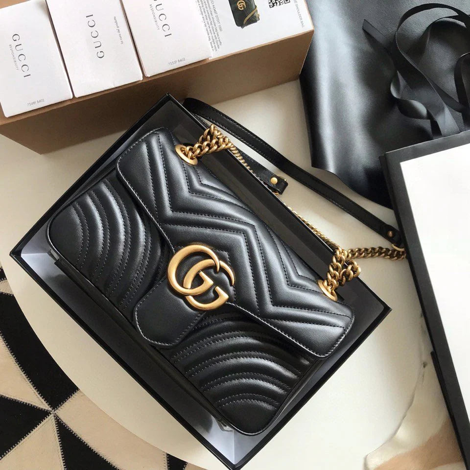 GC Marmont Small Matelassé Bag Black
