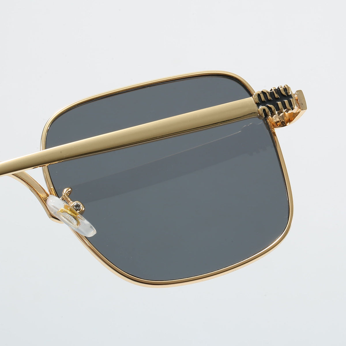 Gold-Tone Square Metal Frame Sunglasses