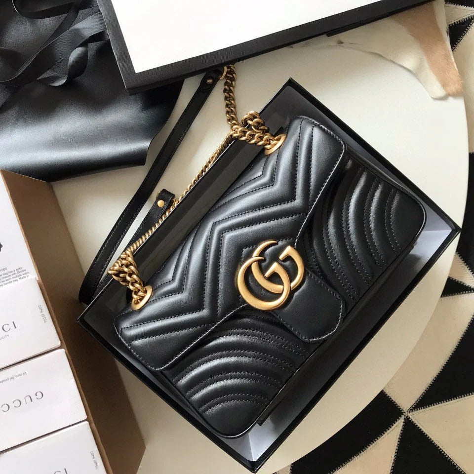 GC Marmont Small Matelassé Bag Black