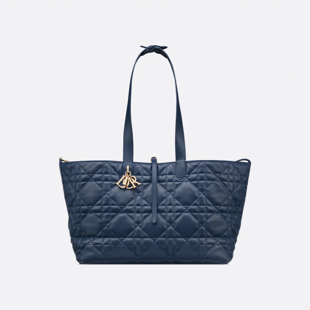 Women's Large Quilted Leather Structured Tote with Pouch