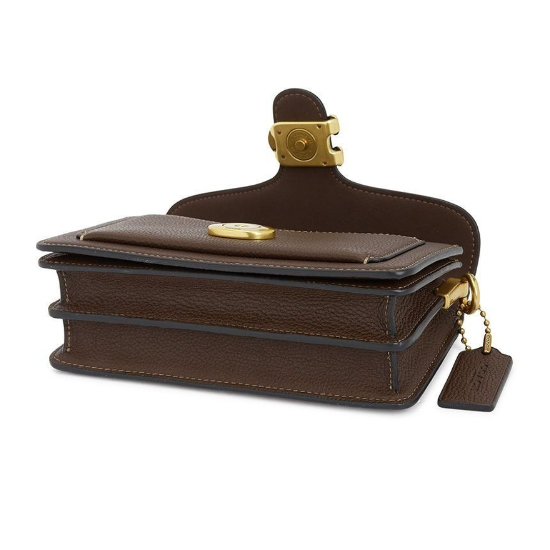 Women's Smooth Leather Curved Flap Shoulder Bag