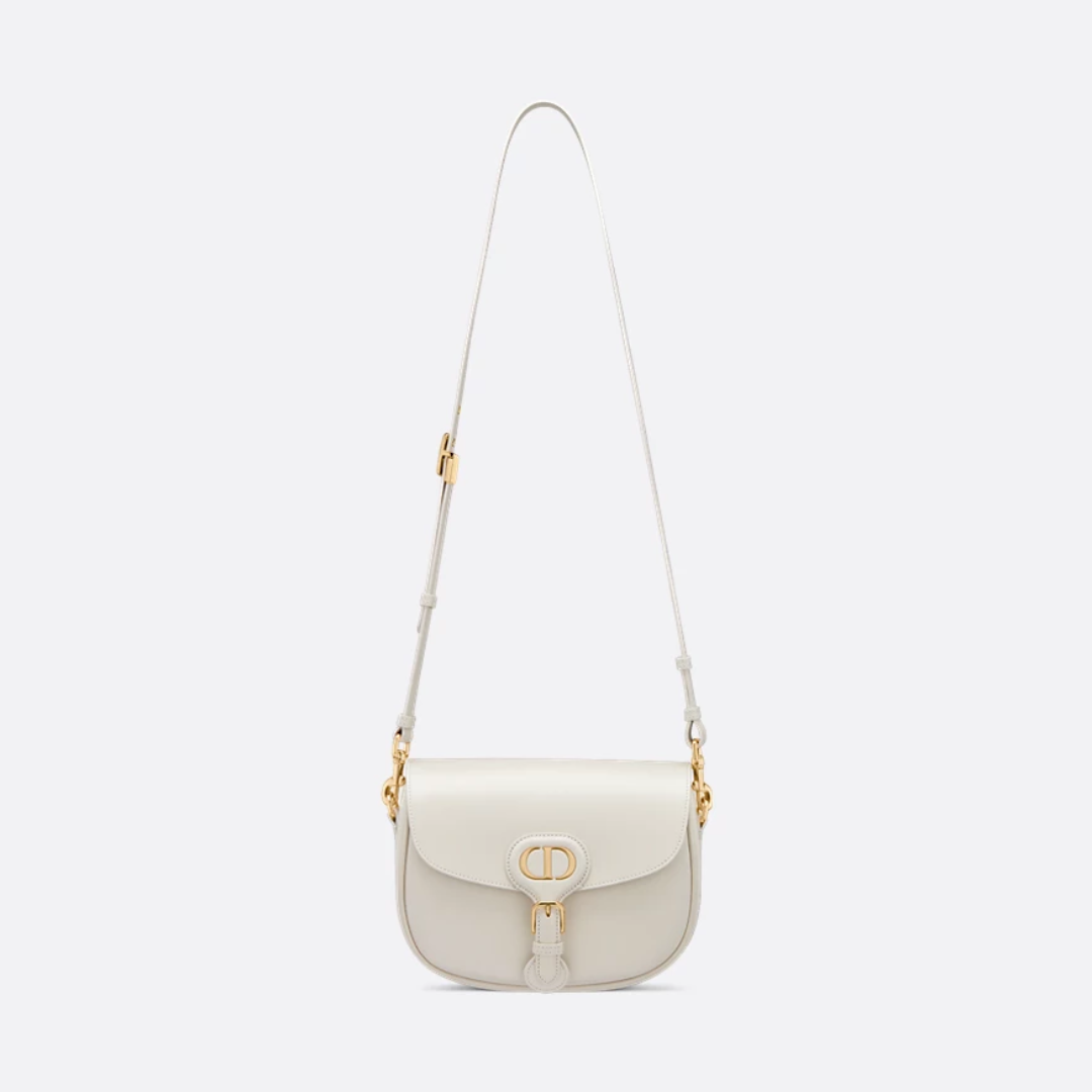 Women's Ivory Leather Rounded Flap Crossbody Bag