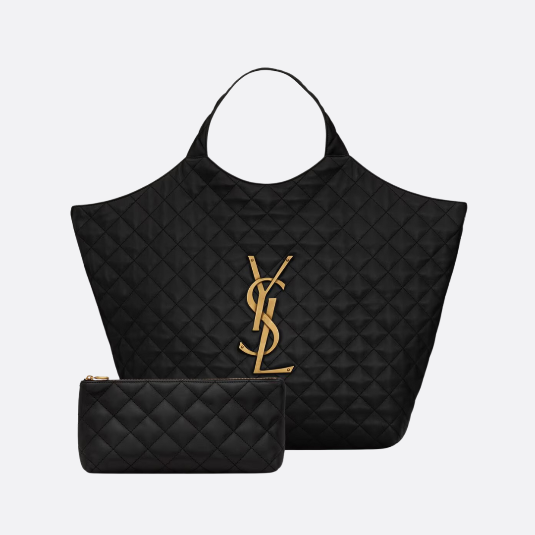 Oversized quiltet shopper-tote i læder til kvinder