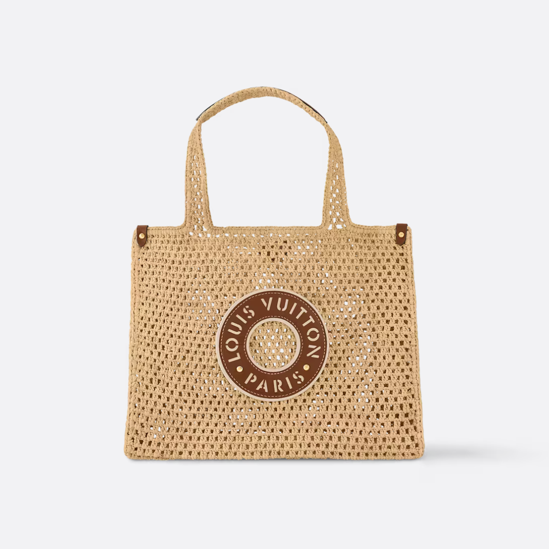 Stor vævet tote-taske til kvinder i raffia