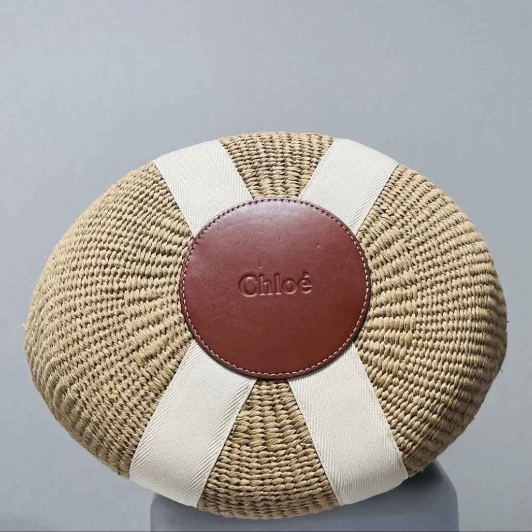 Women's Large Woven Raffia Basket Tote Bag
