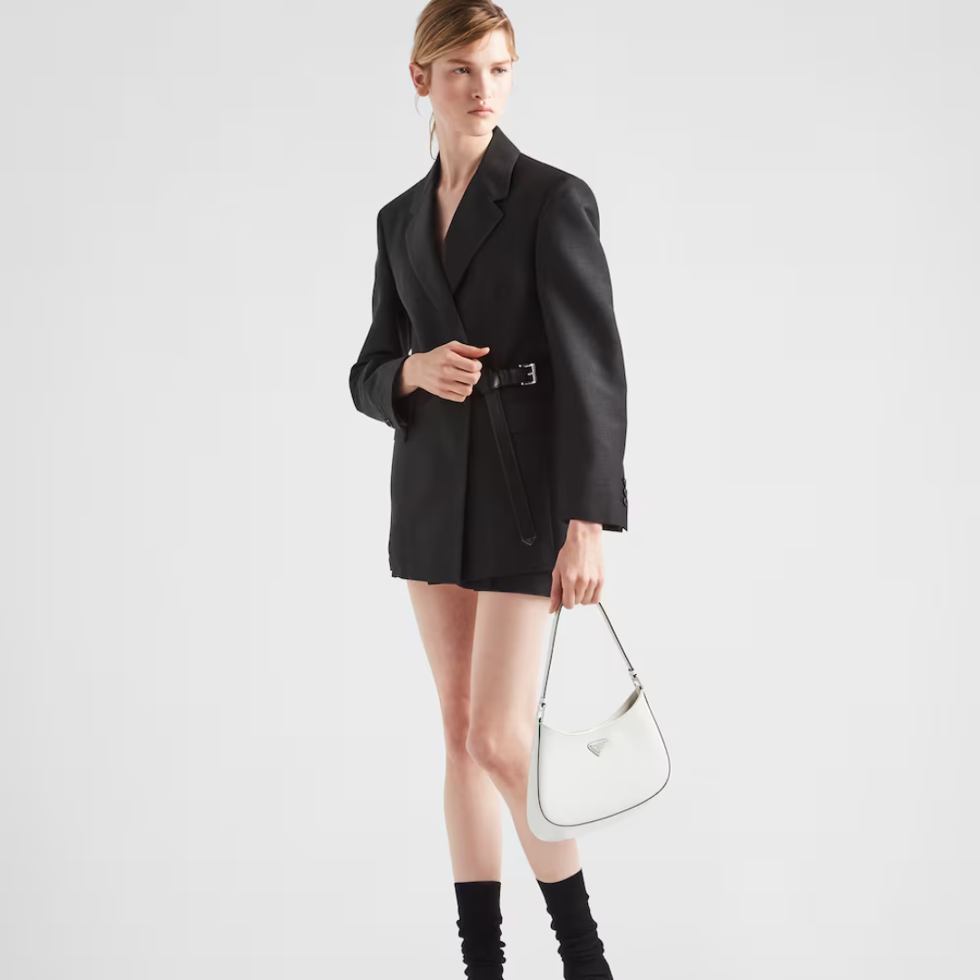 Women's Brushed Leather Curved Shoulder Bag