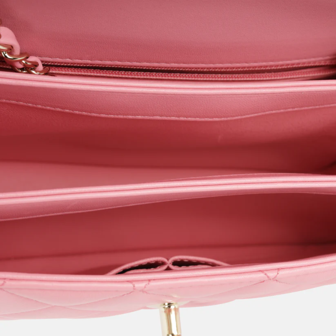 Women's Small Quilted Leather Flap Bag with Top Handle