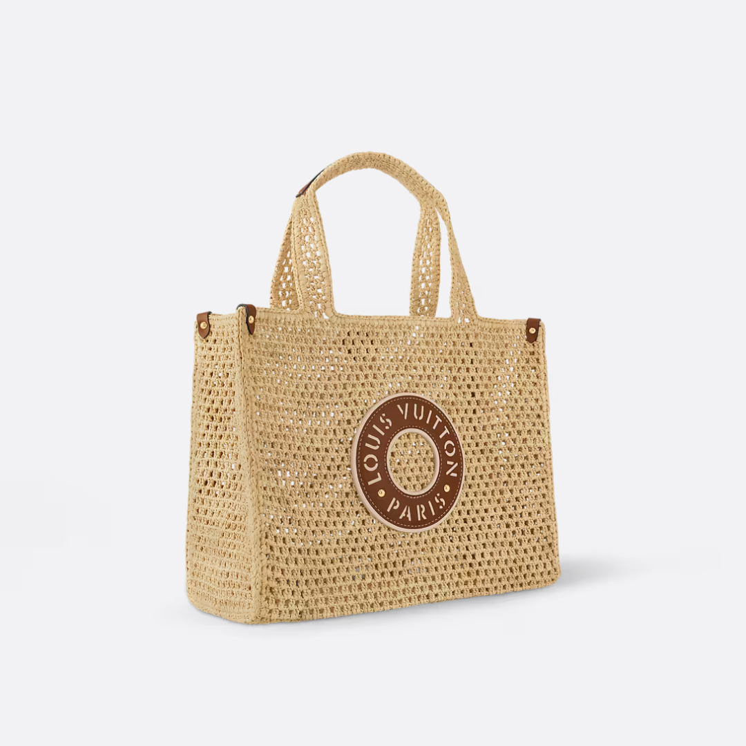 Stor vævet tote-taske til kvinder i raffia