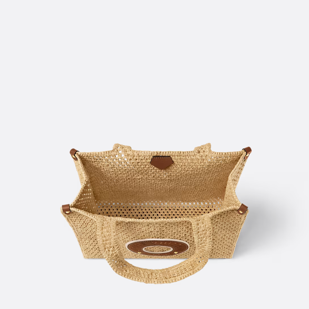 Stor vævet tote-taske til kvinder i raffia