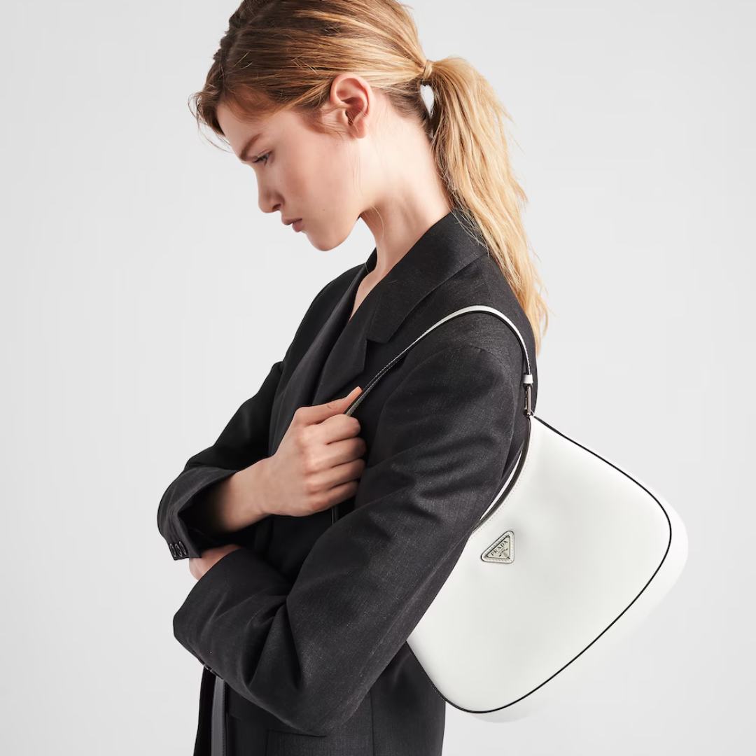 Women's Brushed Leather Curved Shoulder Bag